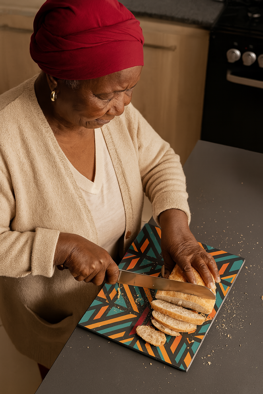 Ndebele Triangles Glass Cutting Board
