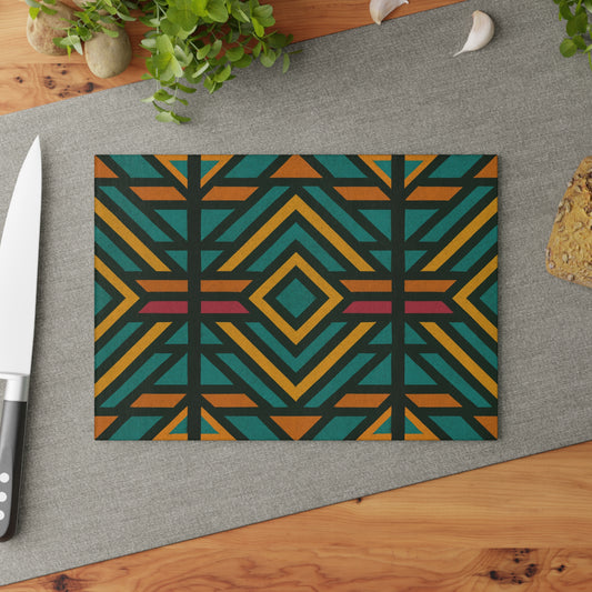 Ndebele Triangles Glass Cutting Board